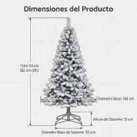 StarTech.com Künstlicher Weihnachtsbaum - 182,88 cm - Unbeleuchtet - Beschneit - PVC-Zweige - Eisenrohrgestell - 880 Zweigspitzen - Für den Innenbereich
