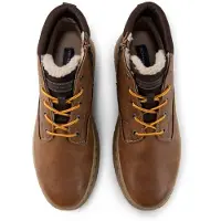 Bonprix Winterboots , Herren, Gr. 46, Warmfutter, braun (cognacfarben), Lederimitat, Textil, Schuhe Winterboots, Schnürboots mit Kontrastbesatz und Logoprägung