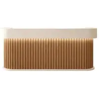 360Home Empfangstheke Bartheke Mit Abgerundetem Eckdesign Und Vertikalem Streifenmuster Für Salon Hotel Und Geschäft Braun 110 CM BaiseYuanmuse110
