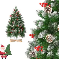 YARDIN Weihnachtsbaum Künstlich 150cm - Grün PVC Künstlicher Christbaum Tannenbaum für Weihnachtsdeko, mit Schnee-Effekt & Tannenzapfen, inkl. Holzständer (mit Schnee-Effekt & Tannenzapfen, 150cm)