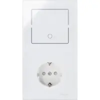 Kopp 851512011 HKi8 - Kombination Schalter-Schutzkontakt-Steckdose, eckig, Farbe: weiß