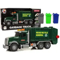 Lean Toys Müllwagen-Mülltonnen, dunkelgrün, Geräusche, Lichter