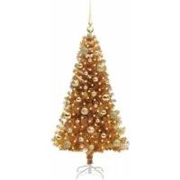 vidaXL Weihnachtsbaum mit 150 LEDs mit Ständer Gold 120 cm PET 3396607