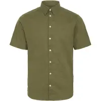 Casual Friday Kurzarmhemd "Kurzarmhemd CFAksel", Herren, Gr. M, N-Gr, grün (winter moss), Obermaterial: 55% Leinen LI. 45% Baumwolle CO., Hemden Kurzarmhemd