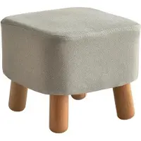 Unyqoos Ottomane Polsterhocker – grauer quadratischer Fußhocker 28x28x25 cm, massives Holzgestell, hochdichter Schaumstoff, rutschfeste Unterlage, abnehmbarer Bezug