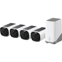 Eufy eufyCam E40 4-Cam Kit + HomeBase S380, IP-Sicherheitskamera, Innen & Außen, Kabellos, Wand, Schwarz, Weiß, Patrone (Form)