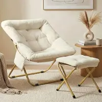 StarTech.com Klappbarer Relaxsessel mit Fußhocker - Liegesessel - Neigbar - Gepolstert - Stoffbezug - Metallrahmen - 72 x 76 x 78 cm - Beige