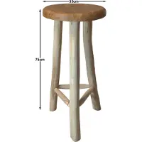 Van der leeden Bar-Hocker aus massivem Teakholz naturfarben & unbehandelt Ø 35 cm
