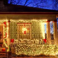 Salcar 2×3 m 240 LED Lichterkette Lichtvorhang Fenster 8 Lichtmodi Innen Weihnachtsdeko LED Home Party Warmweiß