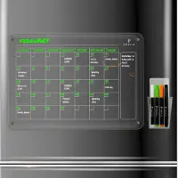 Merkloos Kühlschrank Kalender A3, transparentes Acryl, Monatsplaner, 4 Stifte, für Küche