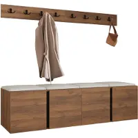 Mirjan 24 Garderoben-Set Orion VII, Garderobe mit Sitzbank mit 4 x Wandpanel 42x42 (Farbe: Nuss Warmia, Soft 017)