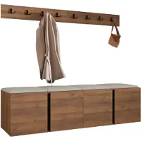 Mirjan 24 Garderoben-Set Orion VII, Garderobe mit Sitzbank mit 4 x Wandpanel 42x42 (Farbe: Nuss Warmia, Manila 02)