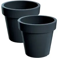 Wellhome - 2x Lofly Kunststofftopf in der Farbe Anthrazit 29,3 x 29,3 x 26,6 cm