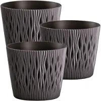 Wellhome Sandfarbener Runder Plastiktopf 18.9x16.5 Cm 3 Einheiten