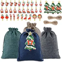 Dripio Adventskalender zum Befüllen, 24 Tüten + Karten + 30 Klammern, 13x18 cm