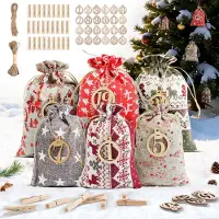 Dripio Adventskalender zum Befüllen, 24 Jutesäckchen, 2 Größen