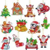 OEM 12 Diamond Painting Weihnachtsanhänger, 3D-Glitter, Adventskalender