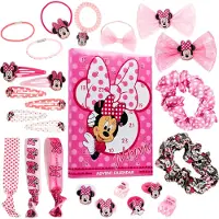 Disney Minnie Mouse Adventskalender 2026 Mädchen, 24 Haar-Accessoires – Pink