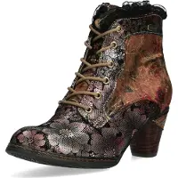 LAURA VITA Damen Schnürstiefelette mit verspielten Details Alcizeeo 190, Größe:38 EU, Farbe:Braun