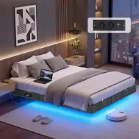 Vasagle Bettgestell 140 x 200 cm, schwebender Effekt, LED-Beleuchtung