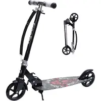 Europebazar Habib Cityroller für Kinder & Jugendliche | Breites Deck, faltbar & bis 100kg, Schwarz