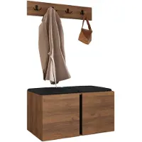 Mirjan 24 Garderoben-Set Orion VI, Garderobe mit Sitzbank mit 2 x Wandpanel 42x42 (Farbe: Nuss Warmia, Soft 011)
