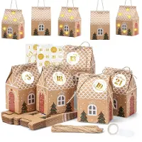 Dripio Bastel-Adventskalender, 24 Häuschen, LED-Lichterkette, 2 m
