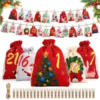 Dripio Adventskalender zum Befüllen, 24 Stoffbeutel, 13x18 & 10x15 cm