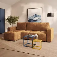 Masseno Ecksofa RAMIL mit Schlaffunktion L-Form, Sofa mit Bettkasten, Wohnzimmersofa, Couch, Soffa, Bettsofa, Couchgarnitur- Hellbraun, LUMO 35