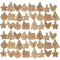 Dripio Holz-Adventskalender-Zahlen 1-24, 48 Stück, 2 Sets, Geschenkanhänger