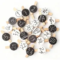 Dripio Adventskalenderzahlen aus Holz, 2 Sets, 1-24, mit Stern, 48 Stück