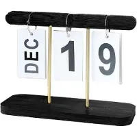 Merkloos Holz Schreibtisch Kalender, Perpetuelle Umkehr Kalender, Schwarz, Wiederverwendbare Dekorationskalender für