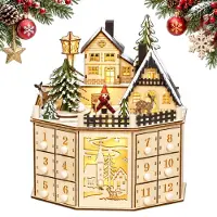 Dripio Adventskalender aus Holz, 24 Schubladen, LED & Musik, gelb