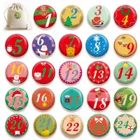 Dripio 24 Adventskalender Knöpfe 1-24, bunt, Ø 4 cm, für DIY