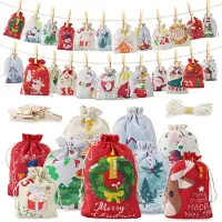 Dripio Adventskalender zum Befüllen 24 Stoffbeutel 2 Größen mit Zahlen 1-24