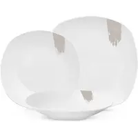 Berlinger Haus Geschirrset Weiß Creme - 18-teilig / 6 Personen - 6 Speiseteller, 6 Frühstücksteller und 6 Suppenteller