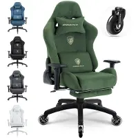 Kein Hersteller Ergonomischer Gaming-Stuhl mit Fußstütze, 3D-Armlehnen, 200 kg Tragkraft, leisen Rollen – bequemer SchreibtischstuhlGrün