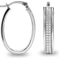 Bibei Damen Ovale Creolen aus 925 Sterling Silber mit Zirkonia BIPU087