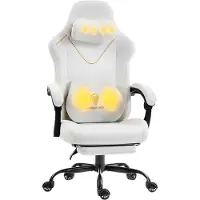 Kein Hersteller Gaming Stuhl, Ergonomischer Chair, Gamer Sessel mit Fußstütze, 150KG Belastbarkeit Gamingstuhl mit Verstellbare Armlehnen,Beige