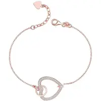 Bibei Damenarmband aus 925er Sterlingsilber mit rosévergoldeter Oberfläche und Herz mit Zirkonia BIPU019