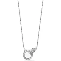 Bibei Damen Silberne Halskette mit Doppelring und Zirkonia 925 Sterling Silber BICLL040
