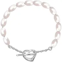 Bibei Damenarmband mit ovalen Perlen aus 925 Sterling Silber BIPU018