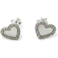 Bibei Damen Herz Ohrringe in Silber mit Perlmutter und Zirkonia BIPE084