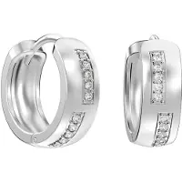 Bibei Huggie-Ohrringe für Frauen mit eingestellten Zirkonia 925 Sterling Silber BIPE017