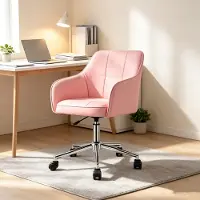 AOJU Schreibtischstuhl Bürostuhl mit Armlehnen,Ergonomisch Homeoffice Stuhl,Samt Schminkstuhl,Drehstuhl mit Rollen,Höhenverstellbar für Büro,Schlafzimmer