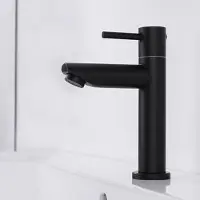 Elkuaie Kaltwasserhahn schwarz Kaltwasserarmatur Gäste WC Wasserhahn nur Kaltwasser Bad Armatur