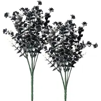 Lubgitsr Künstliche Eukalyptusblätter, 2er-Set, schwarz-weiß, Kunstblumen für Weihnachtsgestecke, Kränze, Hochzeitsfotografie