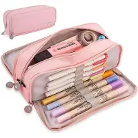 Achiount Pencil Case Rose 1 Stück, 3-Fach Etui Mit Dual-Opening-Design, Großes Stiftetui Für Schule Büro Und Reise