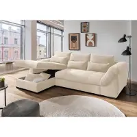 Benformato Entspanntes Wohnen: Das Ecksofa Federico von mit Schlaffunktion und Bettkasten - Ausrichtung: vorstehend links, Farbe: Beige
