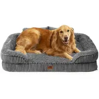 EHEYCIGA Orthopädisches Hundebett Groß Hunde 107x76cm Grau mit Nackenstütze & wasserdichtem Bezug